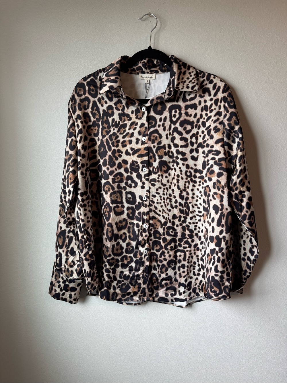 Leopard Print Button-Up Shirt - Neutral Tones NWT